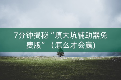 7分钟揭秘“填大坑辅助器免费版”（怎么才会赢)