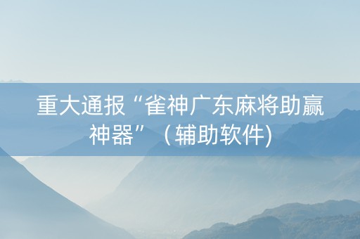 重大通报“雀神广东麻将助赢神器”（辅助软件)