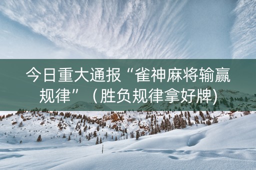 今日重大通报“雀神麻将输赢规律”（胜负规律拿好牌)