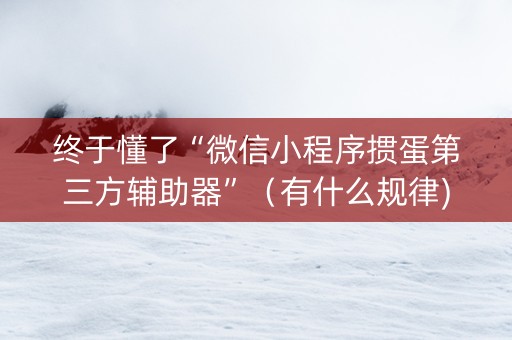 终于懂了“微信小程序掼蛋第三方辅助器”（有什么规律)