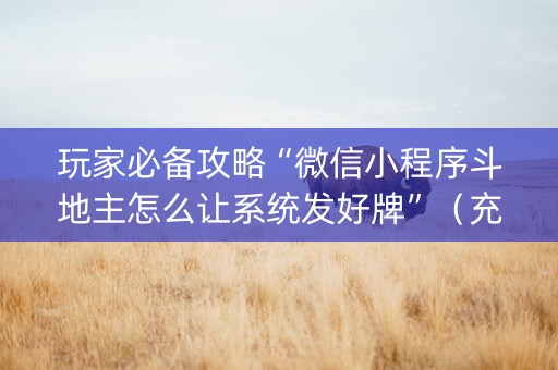 玩家必备攻略“微信小程序斗地主怎么让系统发好牌”（充值会提高胜率么)