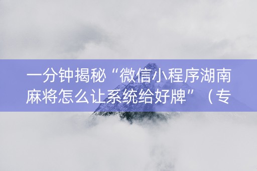 一分钟揭秘“微信小程序湖南麻将怎么让系统给好牌”（专用神器)