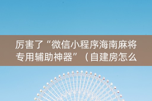 厉害了“微信小程序海南麻将专用辅助神器”（自建房怎么拿好牌)