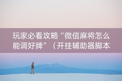 玩家必看攻略“微信麻将怎么能调好牌”（开挂辅助器脚本)