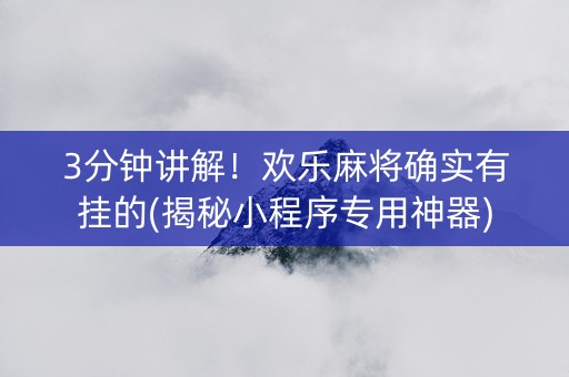 3分钟讲解！欢乐麻将确实有挂的(揭秘小程序专用神器)