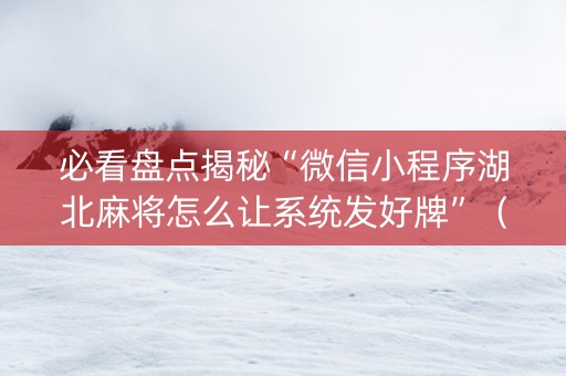 必看盘点揭秘“微信小程序湖北麻将怎么让系统发好牌”（辅牌器插件购买)