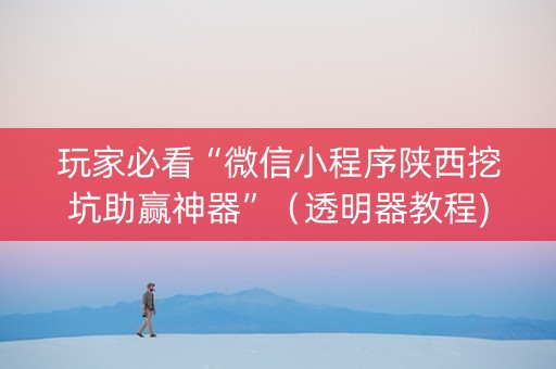 玩家必看“微信小程序陕西挖坑助赢神器”（透明器教程)