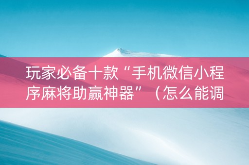 玩家必备十款“手机微信小程序麻将助赢神器”（怎么能调好牌)