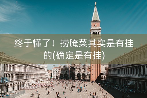 终于懂了！捞腌菜其实是有挂的(确定是有挂)