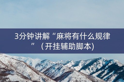 3分钟讲解“麻将有什么规律”（开挂辅助脚本)