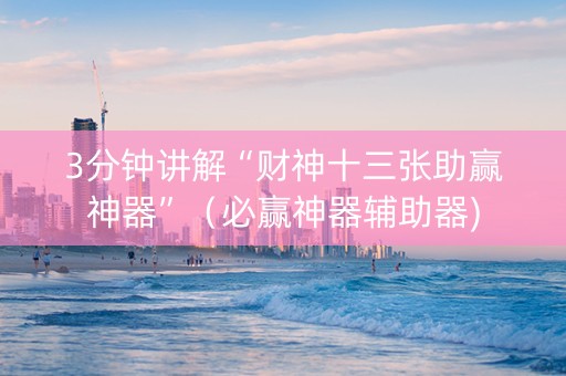3分钟讲解“财神十三张助赢神器”（必赢神器辅助器)