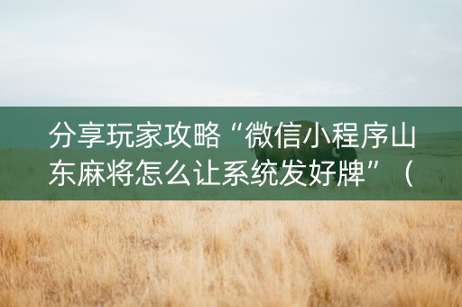 分享玩家攻略“微信小程序山东麻将怎么让系统发好牌”（开挂辅助脚本)