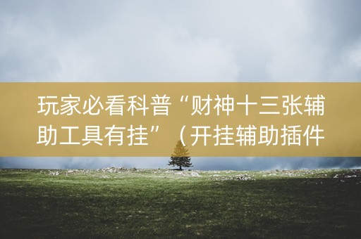 玩家必看科普“财神十三张辅助工具有挂”（开挂辅助插件)