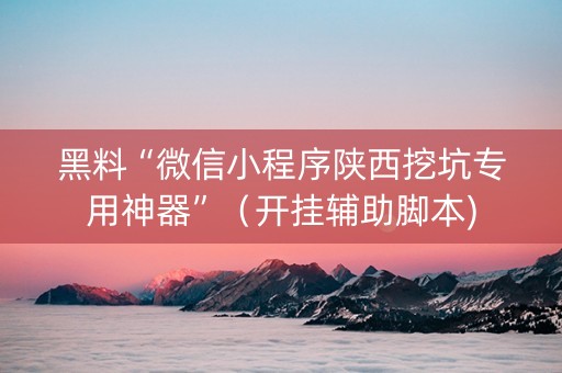 黑料“微信小程序陕西挖坑专用神器”（开挂辅助脚本)