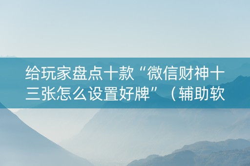 给玩家盘点十款“微信财神十三张怎么设置好牌”（辅助软件)
