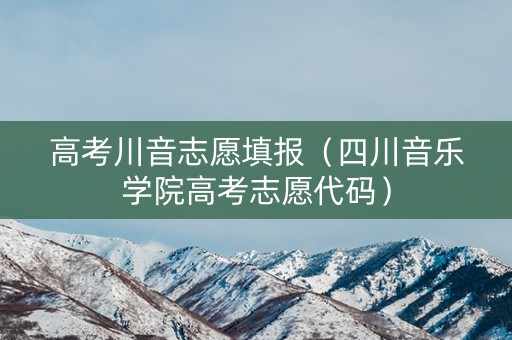 高考川音志愿填报（四川音乐学院高考志愿代码）