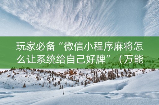 玩家必备“微信小程序麻将怎么让系统给自己好牌”（万能开挂器)
