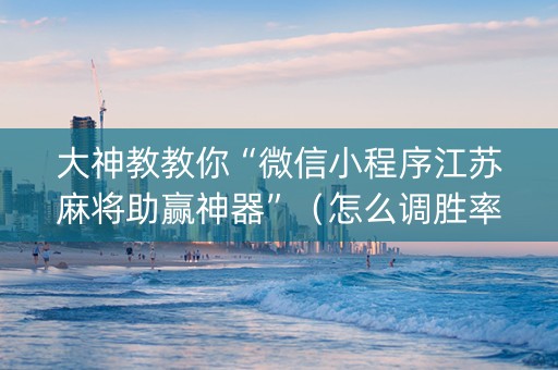 大神教教你“微信小程序江苏麻将助赢神器”（怎么调胜率)