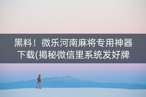 黑料！微乐河南麻将专用神器下载(揭秘微信里系统发好牌)
