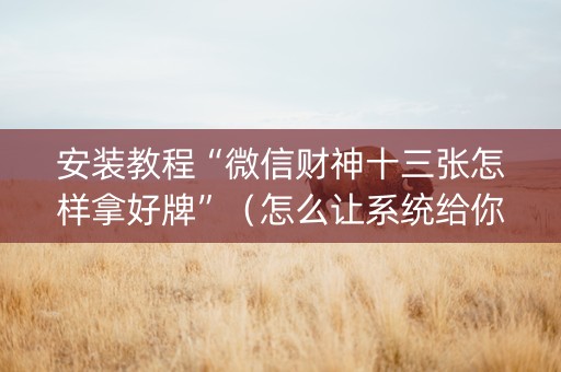 安装教程“微信财神十三张怎样拿好牌”（怎么让系统给你发好牌)