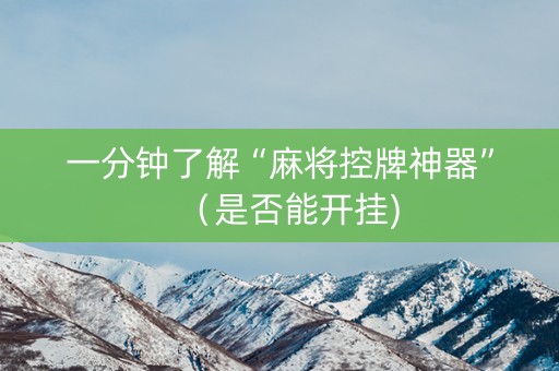 一分钟了解“麻将控牌神器”（是否能开挂)