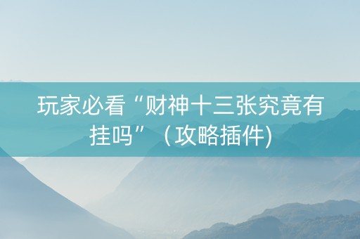 玩家必看“财神十三张究竟有挂吗”（攻略插件)