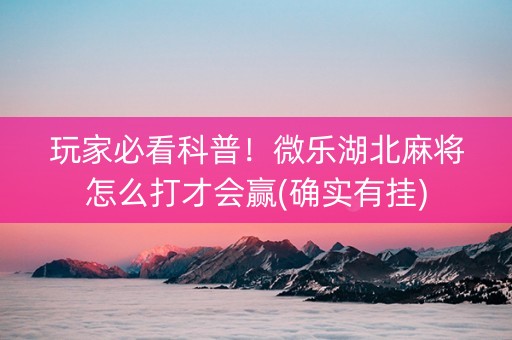 玩家必看科普！微乐湖北麻将怎么打才会赢(确实有挂)