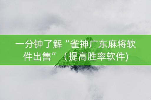 一分钟了解“雀神广东麻将软件出售”（提高胜率软件)