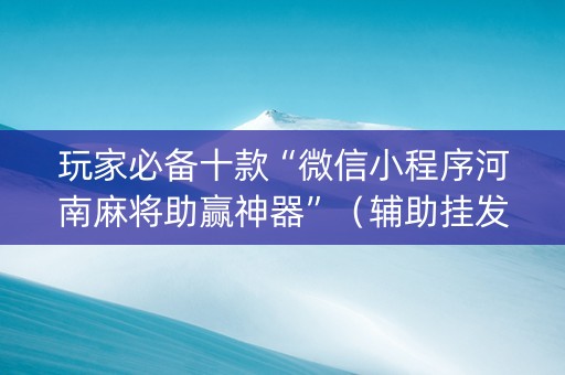 玩家必备十款“微信小程序河南麻将助赢神器”（辅助挂发牌规律)
