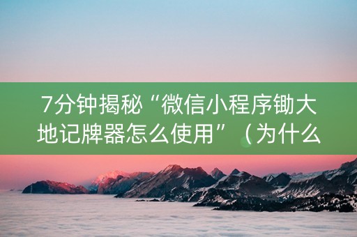 7分钟揭秘“微信小程序锄大地记牌器怎么使用”（为什么有人一直赢)