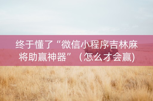 终于懂了“微信小程序吉林麻将助赢神器”（怎么才会赢)