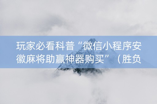 玩家必看科普“微信小程序安徽麻将助赢神器购买”（胜负规律拿好牌)