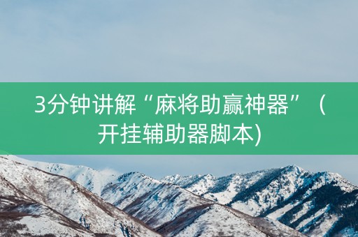 3分钟讲解“麻将助赢神器”（开挂辅助器脚本)