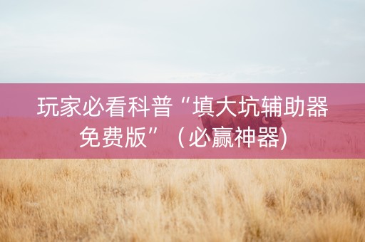 玩家必看科普“填大坑辅助器免费版”（必赢神器)