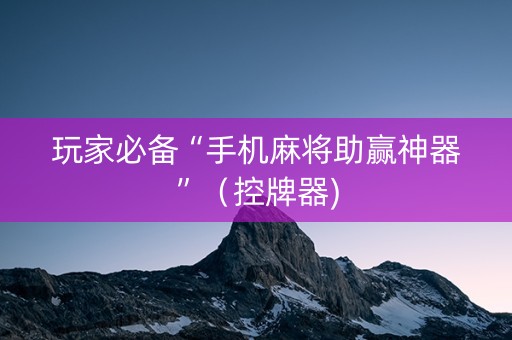 玩家必备“手机麻将助赢神器”（控牌器)