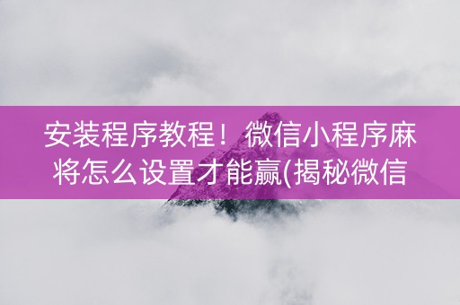 安装程序教程！微信小程序麻将怎么设置才能赢(揭秘微信里胡牌技巧)