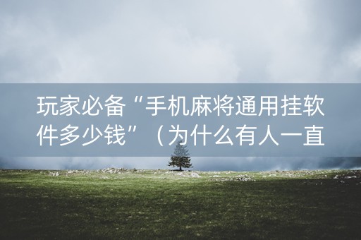 玩家必备“手机麻将通用挂软件多少钱”（为什么有人一直赢)