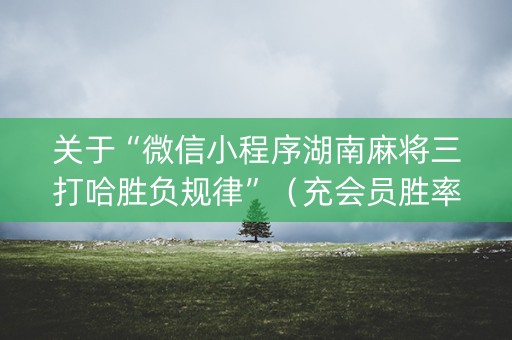 关于“微信小程序湖南麻将三打哈胜负规律”（充会员胜率高)