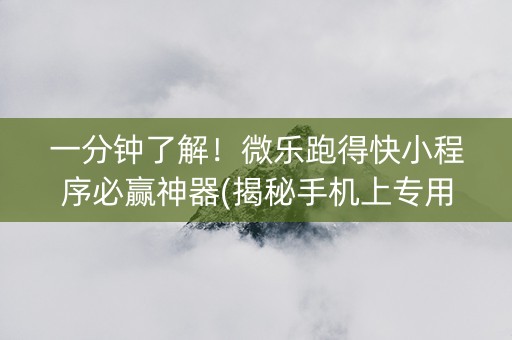 一分钟了解！微乐跑得快小程序必赢神器(揭秘手机上专用神器)