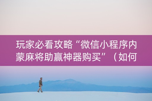 玩家必看攻略“微信小程序内蒙麻将助赢神器购买”（如何提高胜率)