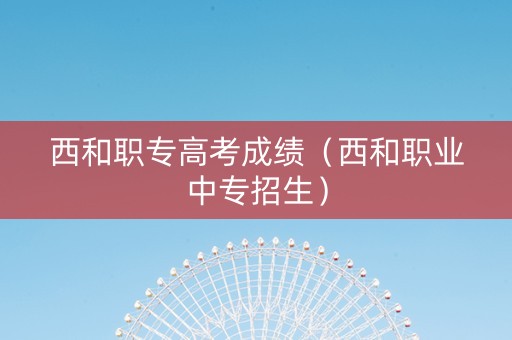 西和职专高考成绩（西和职业中专招生）