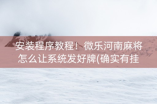 安装程序教程！微乐河南麻将怎么让系统发好牌(确实有挂吗)