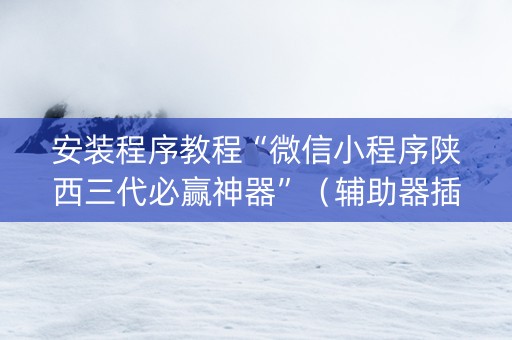安装程序教程“微信小程序陕西三代必赢神器”（辅助器插件)