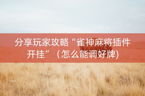 分享玩家攻略“雀神麻将插件开挂”（怎么能调好牌)