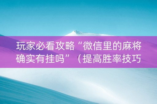 玩家必看攻略“微信里的麻将确实有挂吗”（提高胜率技巧)