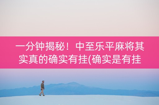 一分钟揭秘！中至乐平麻将其实真的确实有挂(确实是有挂的)