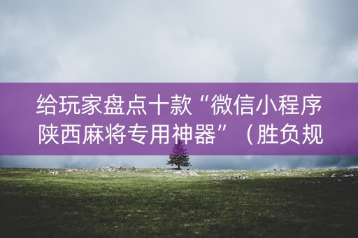 给玩家盘点十款“微信小程序陕西麻将专用神器”（胜负规律拿好牌)