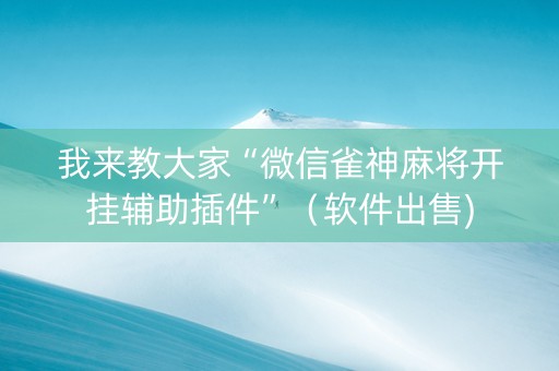 我来教大家“微信雀神麻将开挂辅助插件”（软件出售)
