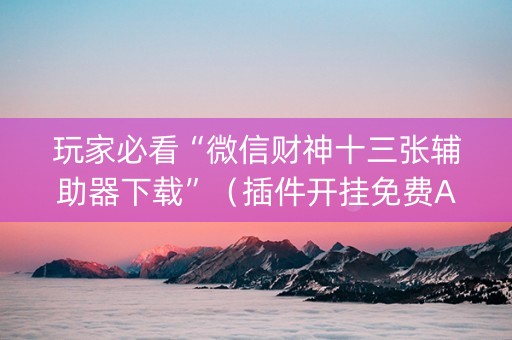 玩家必看“微信财神十三张辅助器下载”（插件开挂免费AI)