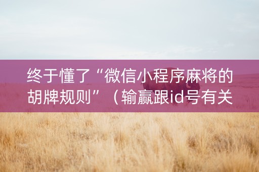 终于懂了“微信小程序麻将的胡牌规则”（输赢跟id号有关系吗)